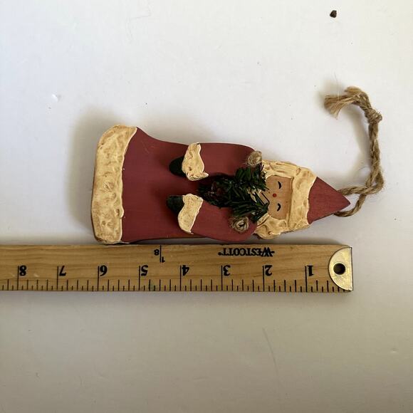 Santa Claus Christmas Decoration Tree Ornament Handmade Vintage Wooden Rustic - Picture 7 of 8